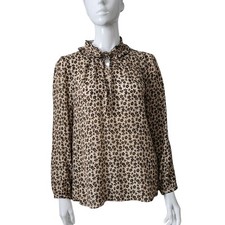 Blusa anna thomas marrom floral manga longa buceta laço tamanho 10 mistura de seda, usado comprar usado  Enviando para Brazil