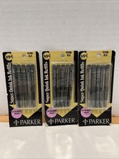 3x Refil de Cartucho de Tinta Parker PERMANENT BLACK Super Quink - Vintage NOS comprar usado  Enviando para Brazil