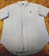 Polo Assn dos EUA. Camisa masculina Ralph Lauren curta Skv botão azul branca xadrez M em excelente estado usado comprar usado  Enviando para Brazil