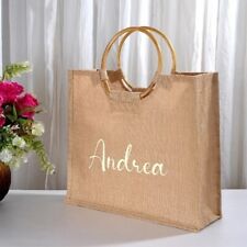 Sacolas tote de estopa personalizadas com cabo de madeira bolsa de juta personalizada presente de casamento, usado comprar usado  Enviando para Brazil