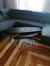 Zestaw dwóch stolików kawowych dębowych, opalanych, szczotkowanych i olejowanych na sprzedaż  PL