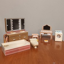 Muebles de baño vintage TOMY casas más pequeñas casa de muñecas lavabo inodoro bañera tocador+ segunda mano  Embacar hacia Mexico
