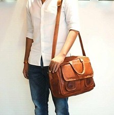 Bolsa satchel masculina couro marrom carteiro ombro maleta comprar usado  Enviando para Brazil
