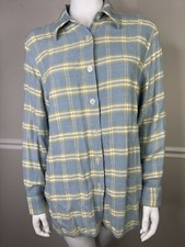 Camisa manga comprida macia vintage grama limão XL flanela azul amarela botão para cima comprar usado  Enviando para Brazil