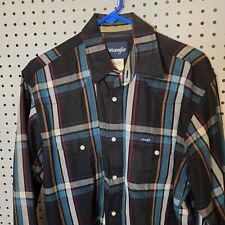 Camisa De Colección Wrangler Brush Popper Para Hombres 15 1/2 34 Azul Cuadros Western Pearl Snap segunda mano  Embacar hacia Argentina