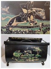 Vintage Tole Suporte de Revista de Metal Pintado Raposa Cena de Caça Pintura por Números Estilo comprar usado  Enviando para Brazil