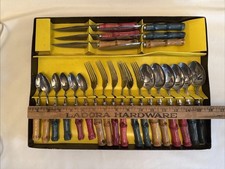 Talheres de aço inoxidável vintage com cabo de bambu real conjunto de 16 peças na caixa original Japão comprar usado Talheres de aço inoxidável vintage com cabo de bambu real conjunto de 16 peças na caixa original Japão comprar usado  Enviando para Brazil