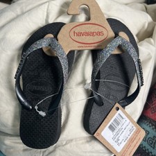 Sandálias chinelo 9C Havaianas meninas novas preto escuro metálico glitter comprar usado  Enviando para Brazil
