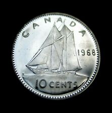 Comemorativa De Prata 10 Centavos 1968 Moeda Canadá Rainha Elizabeth Veleiro Estado perfeito Ag comprar usado  Enviando para Brazil