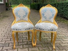 Cadeiras - 1950s Francês Luís XVI Par Madeira de Faia Damasco Elegante Assento Vintage, usado comprar usado  Enviando para Brazil