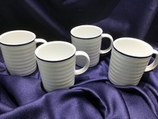 4 canecas CRATE & BARREL ROULETTE SPAL banda azul com nervuras NUNCA USADAS! novo! EXCELENTE! comprar usado  Enviando para Brazil
