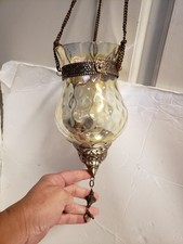 Pingente de corrente marroquina antigo pendurado vidro votivo suporte de vela chá IRIDESCENTE , usado comprar usado  Enviando para Brazil