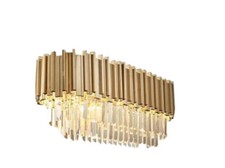 Candelabro de cristal moderno luxo oval 31”x11” luz 3 camadas pingente abajur dourado comprar usado  Enviando para Brazil