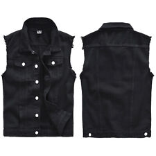 Colete jeans masculino jeans motociclista colete jeans blusa rasgada jaqueta sem mangas comprar usado  Enviando para Brazil