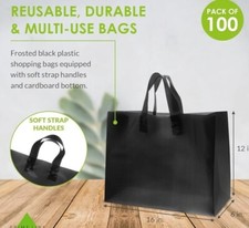 Sacolas de compras de plástico Prime Line embalagem com alças pretas 16 x 16 x 12 comprar usado  Enviando para Brazil