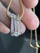 Autêntico Colar Pingente Swarovski Cristal Tom Dourado Barras Empilháveis Assinado Cisne comprar usado  Enviando para Brazil