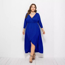 Novo Vestido Feminino Casual Manga Longa Feminino Solto Sólido Decote V Longo Irregular comprar usado  Enviando para Brazil