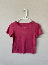 Camiseta bebê rosa y2k strass borboleta - sem etiqueta de tamanho - Parece ser P/M comprar usado  Enviando para Brazil
