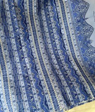 Tecido de algodão vintage francês provençal Avignon floral borda paisley ~ Azul, usado comprar usado  Enviando para Brazil