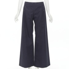 JEAN PAUL GAULTIER Vintage navy silver button wide leg nautical pants IT42 M comprar usado  Enviando para Brazil