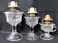 3 lamps glass oil clear for sale  Anna