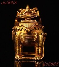 Queimador de incenso 2" China bronze Feng Shui riqueza da sorte animal leão foo cachorro incensário, usado comprar usado  Enviando para Brazil