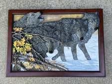 Lee Kromschroeder linguagem corporal 3D lobos de madeira pintura escultura arte 840/4500 comprar usado  Enviando para Brazil