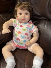 Boneca bebê renascida Aori 20" realista realista cabelo castanho olhos azuis roupa fofa comprar usado  Enviando para Brazil