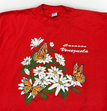 Camiseta Vintage Caracas Venezuela Monarca Flor Borboleta Ponto Único Extra Grande 44 comprar usado  Enviando para Brazil