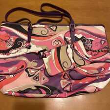 Bolsa tote Emilio Pucci couro sintético roxo rosa multicolorida usada Japão comprar usado  Enviando para Brazil