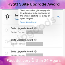 Prêmio de upgrade Hyatt Hotels Suite, válido até 28 de fevereiro de 2026 comprar usado  Enviando para Brazil
