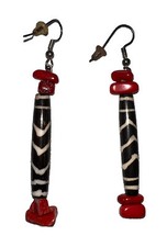 Brincos de gancho pendentes de pedra marfim marrom vermelho chique étnico boho chique 2 1/4" comprar usado  Enviando para Brazil