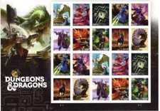 Folha de 20 selos de 50 anos de Dungeons and Dragons serviços postais dos EUA, sem marca de charneira comprar usado  Enviando para Brazil