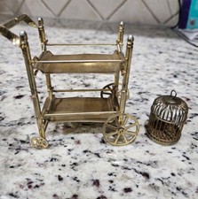 Usado, Vintage Miniatura Casa de Bonecas 1:12 Latão Metal Carrinho de Servir e Gaiola para Pássaros comprar usado  Enviando para Brazil