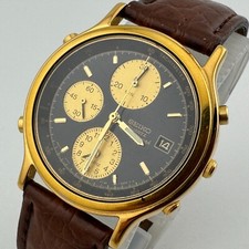Antigo Relógio de Quartzo Seiko 7T32-F01A Masculino Tom Dourado Analógico Alarme Chrono Nova Bateria comprar usado  Enviando para Brazil