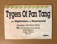 Ingresso para concerto 2012 Tygers of Pan Tang Norwich Reino Unido esboço noites loucas encantadas, usado comprar usado  Enviando para Brazil