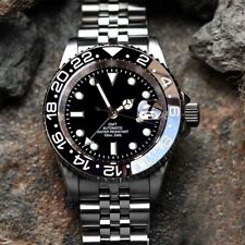 Relógio masculino automático clássico preto empresarial NH34 GMT 40mm 10ATM safira comprar usado  Enviando para Brazil
