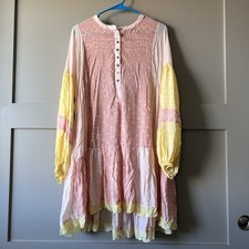 Mini Vestido Túnica Free People Shibori Mujer Talla Grande Rosa Amarillo Boho Campesino segunda mano  Embacar hacia Mexico