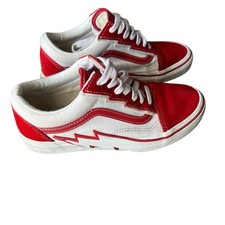Usado, Tênis Vans Old Skool unissex 7,5 vermelho branco relâmpago retrô streetwear comprar usado  Enviando para Brazil