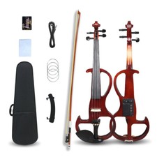 Violino elétrico tamanho completo 4/4 vermelho silencioso acessórios de ébano para violino elétrico bom comprar usado  Enviando para Brazil