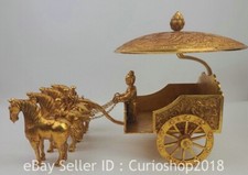 Escultura carrinho desenhado cavalo palácio dourado 14" antiga dinastia chinesa 24K, usado comprar usado  Enviando para Brazil
