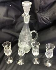 Etched glass wine for sale  Great Neck