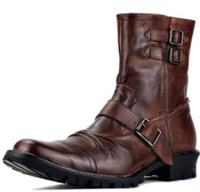 Botas de tornozelo masculinas 100% couro real cano alto ferramentas cinto fivela, usado comprar usado  Enviando para Brazil