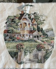 Hermosa casa y flores punto de cruz casi terminado segunda mano  Embacar hacia Mexico
