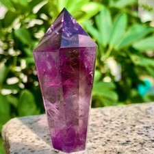 Cetro de punta de cuarzo amatista natural 49 g cristal energía decoración Reiki segunda mano  Embacar hacia Mexico