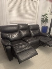 Black leather lazy for sale  GRAYS