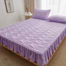 1 peça capa de cama acolchoada grossa saia de cama com babados capa de colchão sem fronha, usado comprar usado  Enviando para Brazil