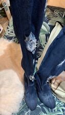 Denim boots distressed for sale  STOKE-ON-TRENT