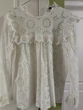 Blusa feminina ZARA branca algodão floral bordada renda cottage tamanho P comprar usado  Enviando para Brazil