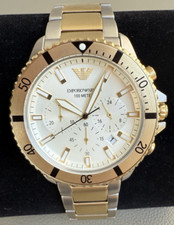 Cronógrafo masculino Emporio Armani prata ouro dois tons aço inoxidável AR11606 comprar usado  Enviando para Brazil
